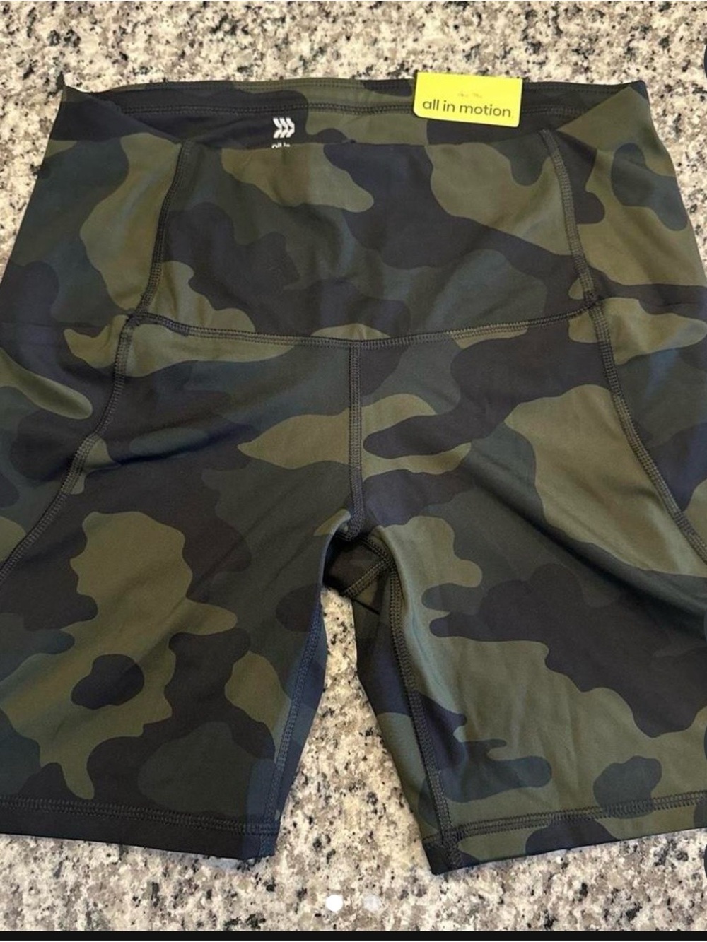 all in motion Camo Bike Shorts - Olive Green & Black
